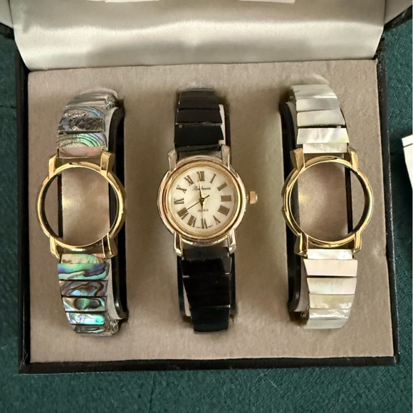 Gold/ Black/ Quartz Badavici Watch Set with Interchangeable Bands main image 4